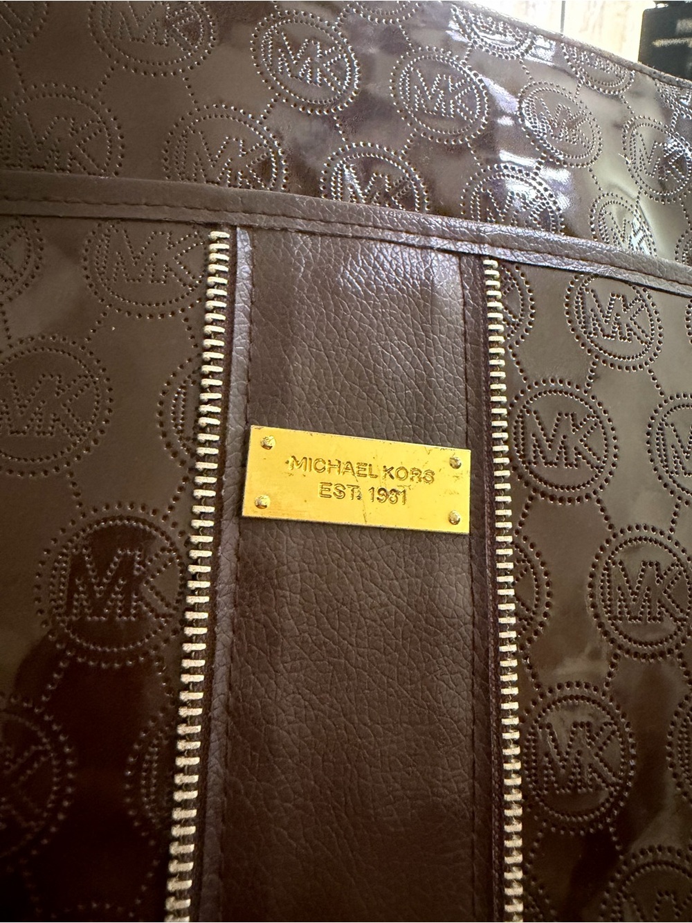 Michael Kors Brown crossbody Bag with Gold Plate